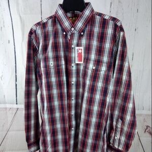 Gold 24K Premium Size M Red Plaid LS Shirt